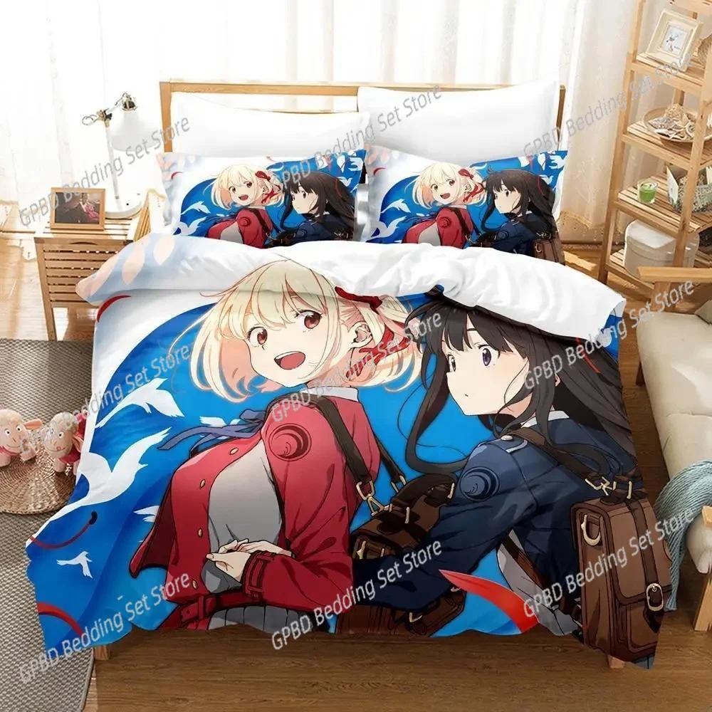 Comforter 3D Print Anime Kawaii Girl Lycoris Recoil Bedding Set Bedroom Soft Modern S Comefortable Quilt