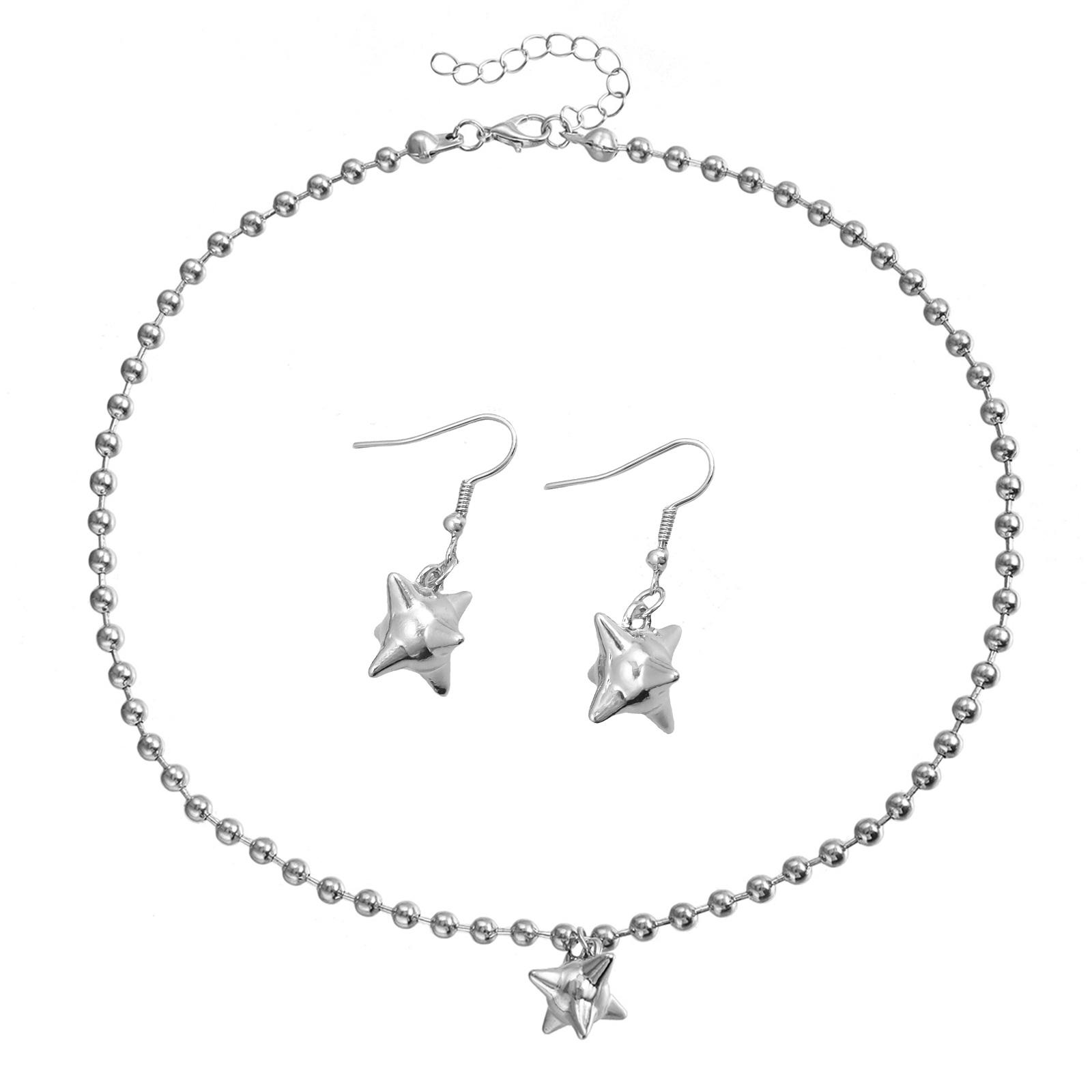 

Изящный комплект из серег-подвесок с шипами из сплава и ожерелья, аксессуар для любителей панк-стиля и модных трендов