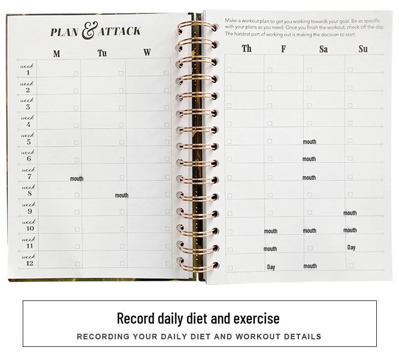 A5 Hardcover Fitness Planner: Cross-Border Sport & Wellness Journal for Daily & Weekly Tracking
