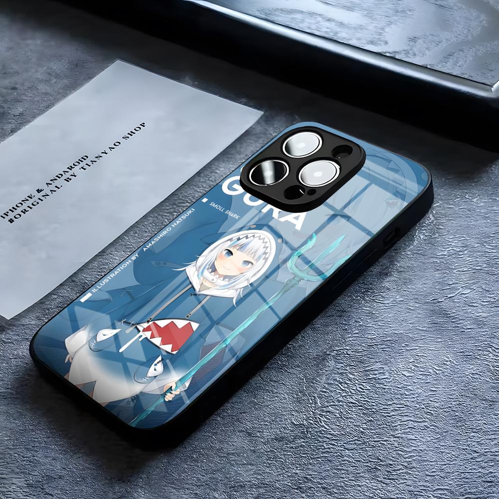 

Cartoon Girl Gawr Gura Phone Case For IPhone 17 16 15 14 Pro 11 13 12 Mini XS XR Max 6 8 7 Air Plus SE Glass Luxury Design Cove iPhone 16
