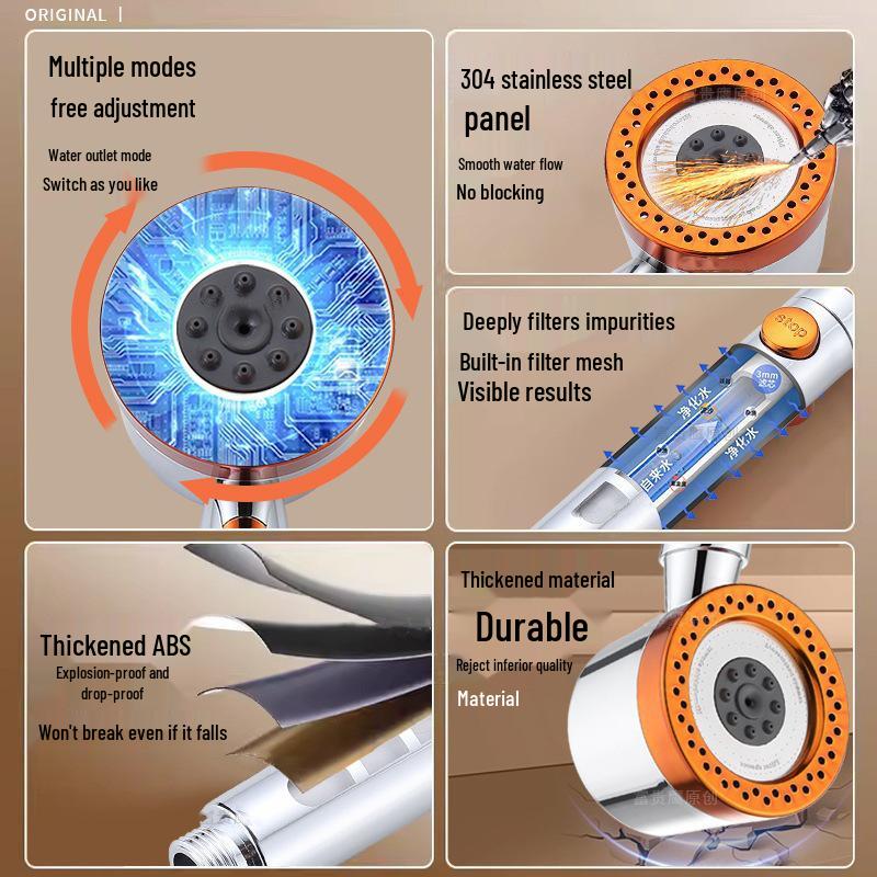 Rose Gold Cross-Border Enhanced Shower Head with Filter