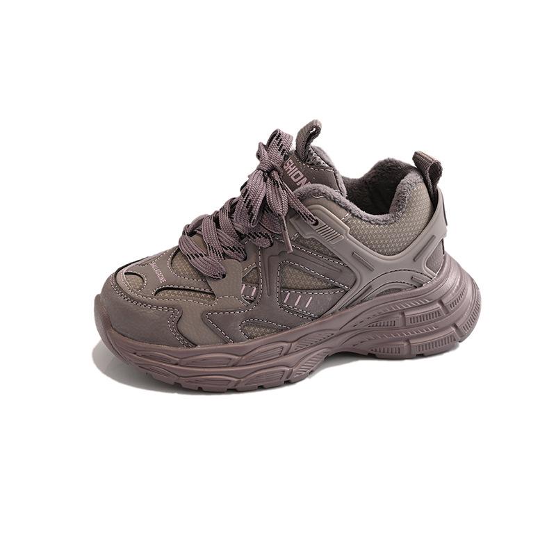 2025 Kids Fall/Winter Retro Dad Shoes - Stylish, Lightweight Running Sneakers for Boys Girls 17.1cm фиолетовый