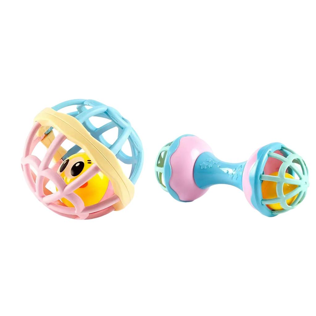 Set aus 2 Schüttelglöckchen, Weicher Ball als Spielzeug für Babys, Greifspielzeug, Lernspielzeug für frühes Lernen, Schütteln Sie die Glöckchen, um die gesamte Einheit zu reinigen