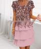 European and American 3D Print Short Sleeve Chiffon Dress