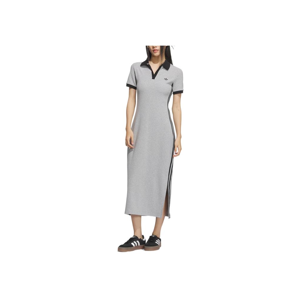 Adidas Originals Comfortable Fashion Simple Short Sleeve Dress Women Dresses Medium-Gray KF0318