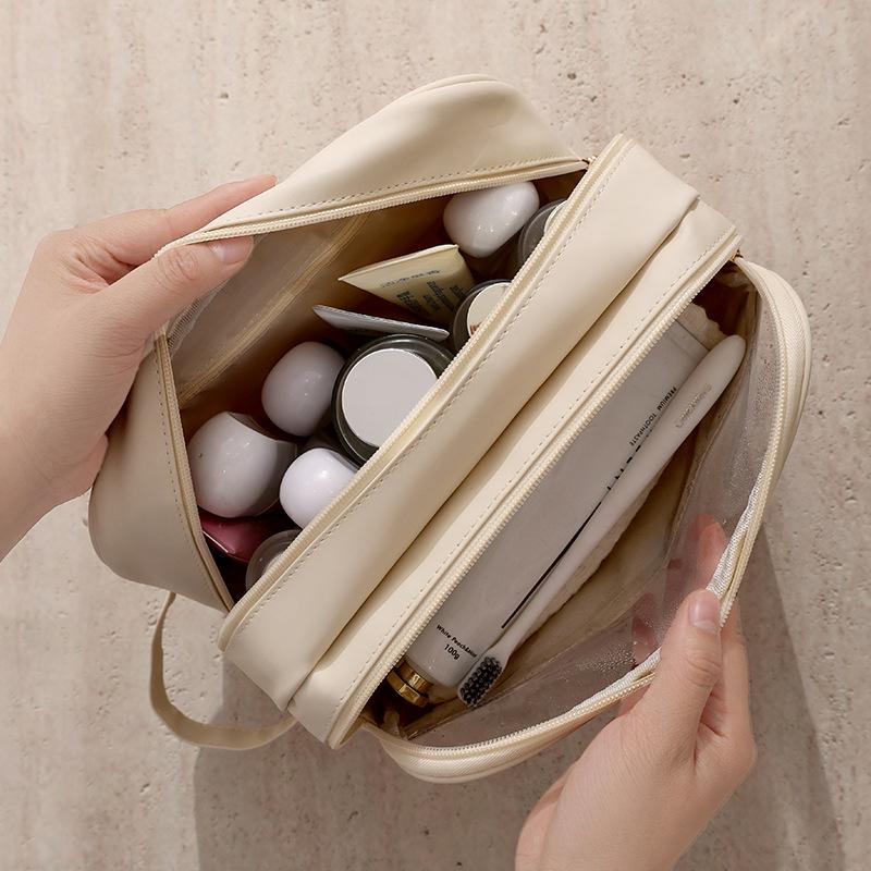 Handheld Makeup Bag Toiletry Bag Portable Travel Waterproof Wash Bag Large Capacity Double-layer Cosmetics Storage Bag Handbag