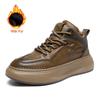 Fashion Mens Winter New Fashion Leather Shoes High Quality Non-Slip Heels Men's Work Shoes Outdoor Thick Bottom Warm Mens Sneakers