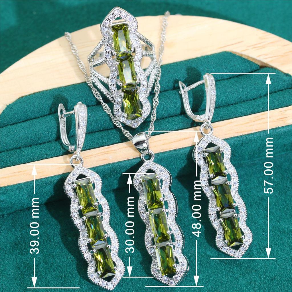 Best-selling European and N Jewelry Zircon Bracelets Earrings Ring Accessories Set