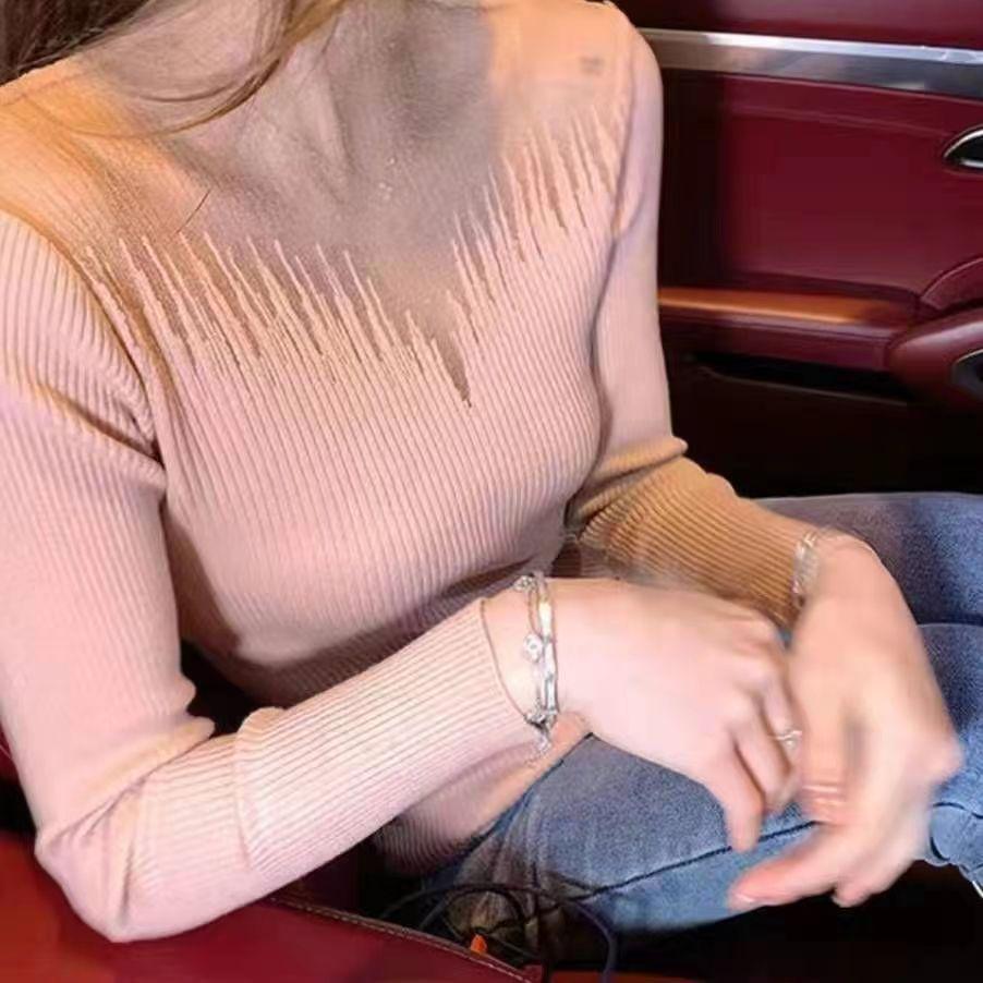 Elegant Rhinestone Mesh Sweater - Women's Long-Sleeve Versatile Chic Top
