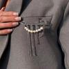Exaggerate Long Tassel Chain Brooch Heart Imitates Pearls Multi-Layer Chain Multi Functional Fixed Pin Pants Clothes Decoration