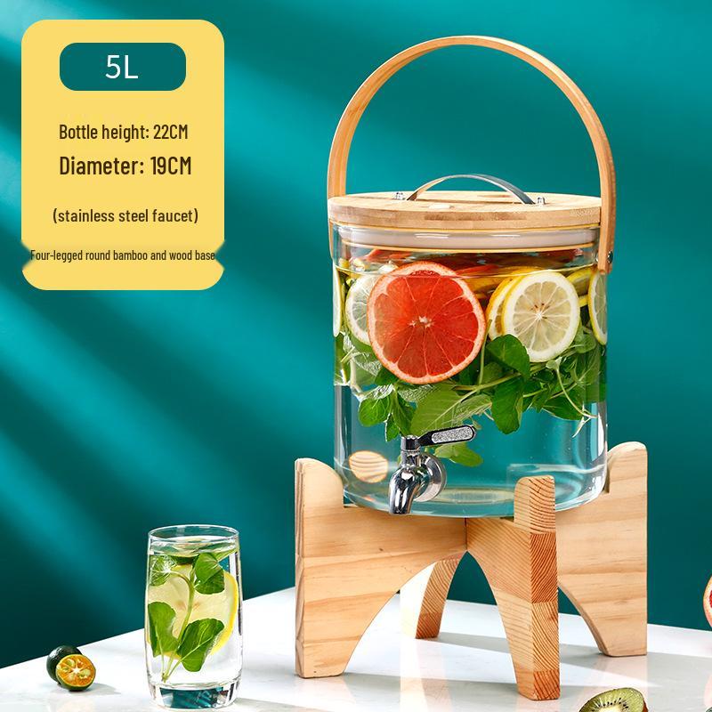 Large Capacity Glass Beverage Dispenser with Faucet for Cold Drinks and Fruit Tea