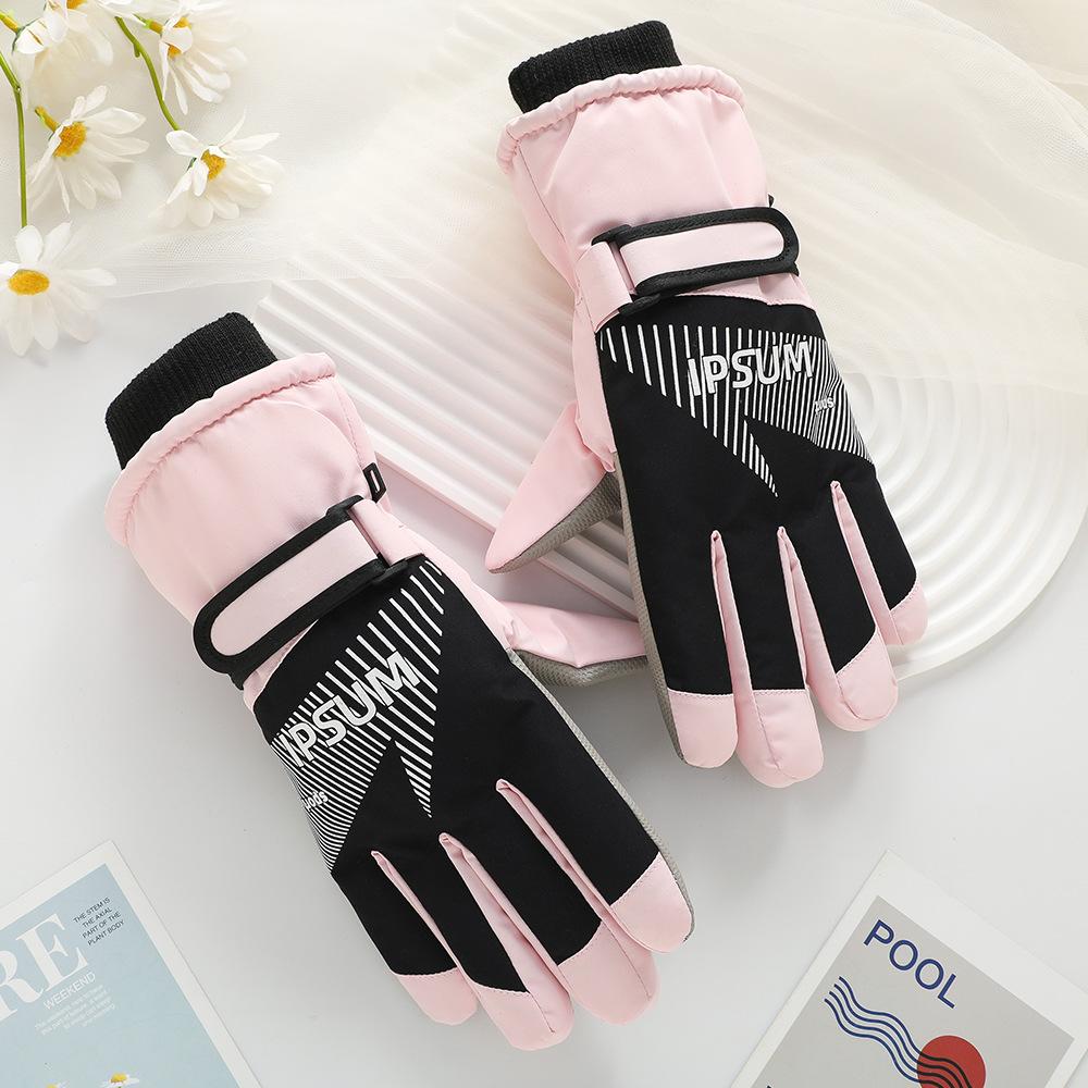 Ski Gloves for Men and Women Outdoor Winter Thickened Windproof Water Splashing Cold and Velvet Touch Screen Riding Warm Gloves