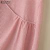 ZANZEA Women Casual Round Neck Short Sleeve Stripe Summer Dress