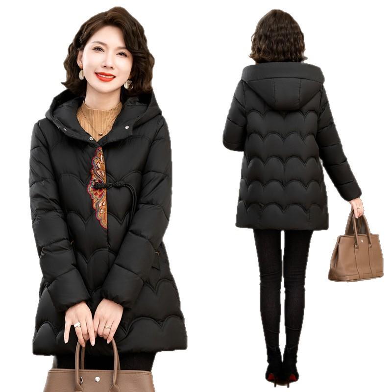 Mom winter down cotton cotton jacket foreign style short new middle-aged and elderly Chinese style warm cotton-padded coat women's coat