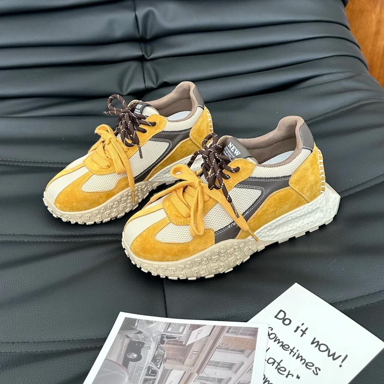 

Small man inner height increase 7cm German training shoes women s spring and summer 2025 new thick-soled lightweight casual women s shoes Forr 40 жёлтый