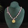 Chinese Style Pearl Necklace Hanfu Accessory Zinc Alloy Hollow Carved Pendant Long Chain Necklace