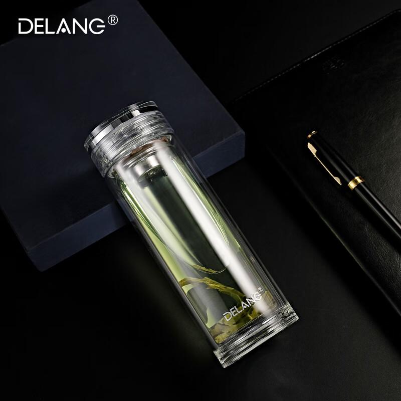 DELANG 320ml Double Wall Glass Tea Tumbler with Infuser