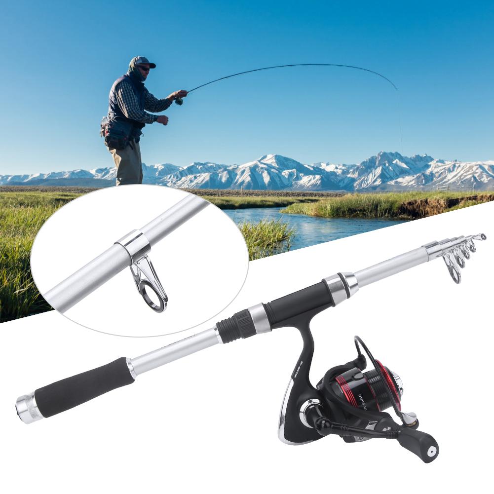 Tragbares Angelruten-Set Teleskopische Angelrute Rollen-Kombos Kit Zubehör für Outdoor-Angeln