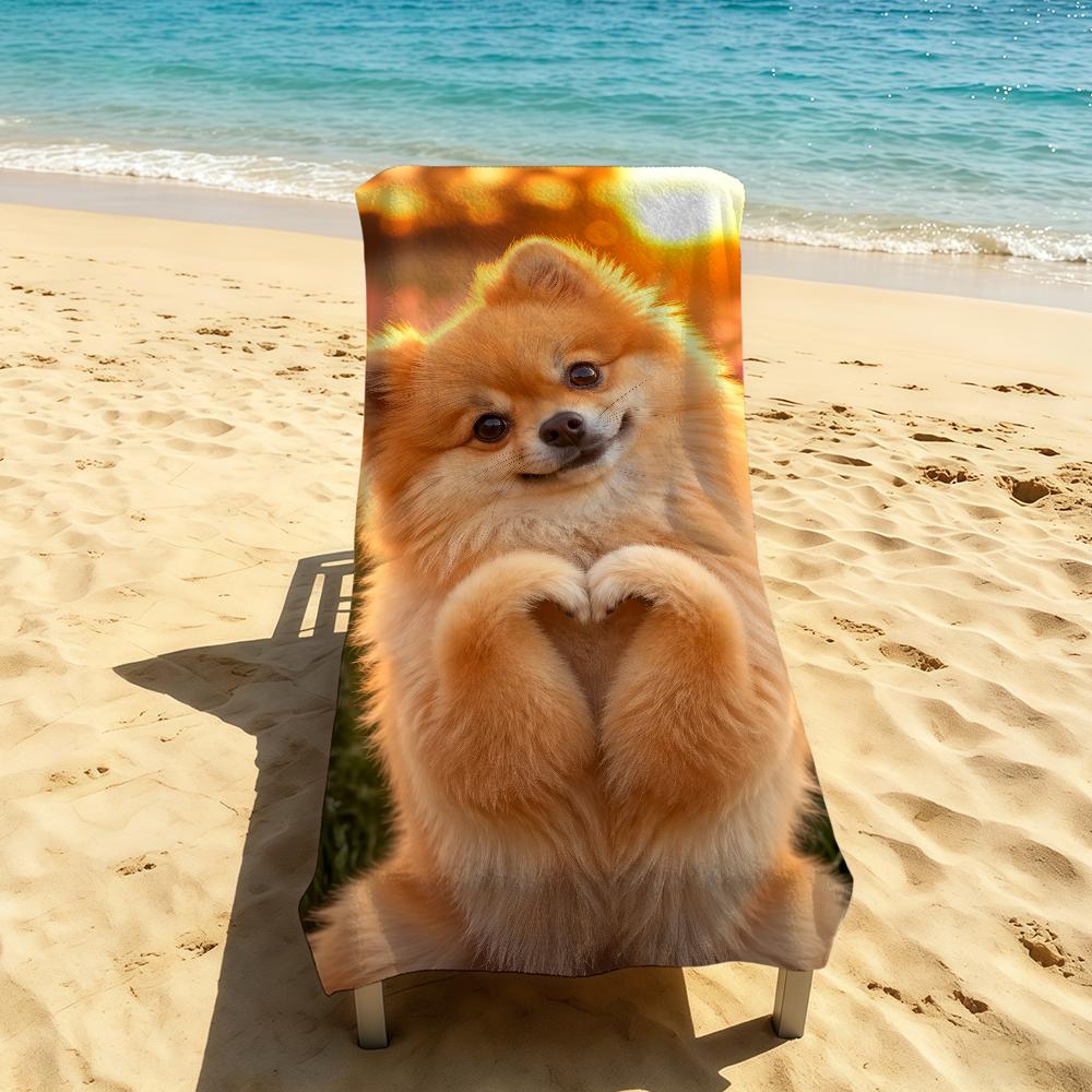 Pomeranian Cute Towel For Outdoor Camping Beach Towel Super Absorbent Quick-Drying Summer Puppies Towel