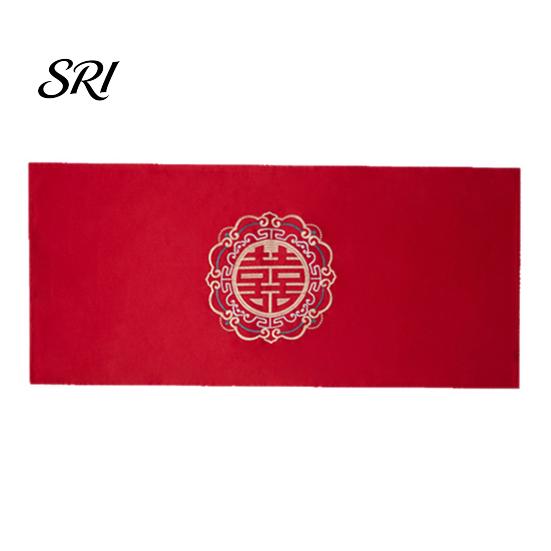 Tablecloth Dust Cover Chinese Wedding Nightstand Burgundy Satin Bedside Table Furniture Protector Dustproof Cloth for Bedroom Decor
