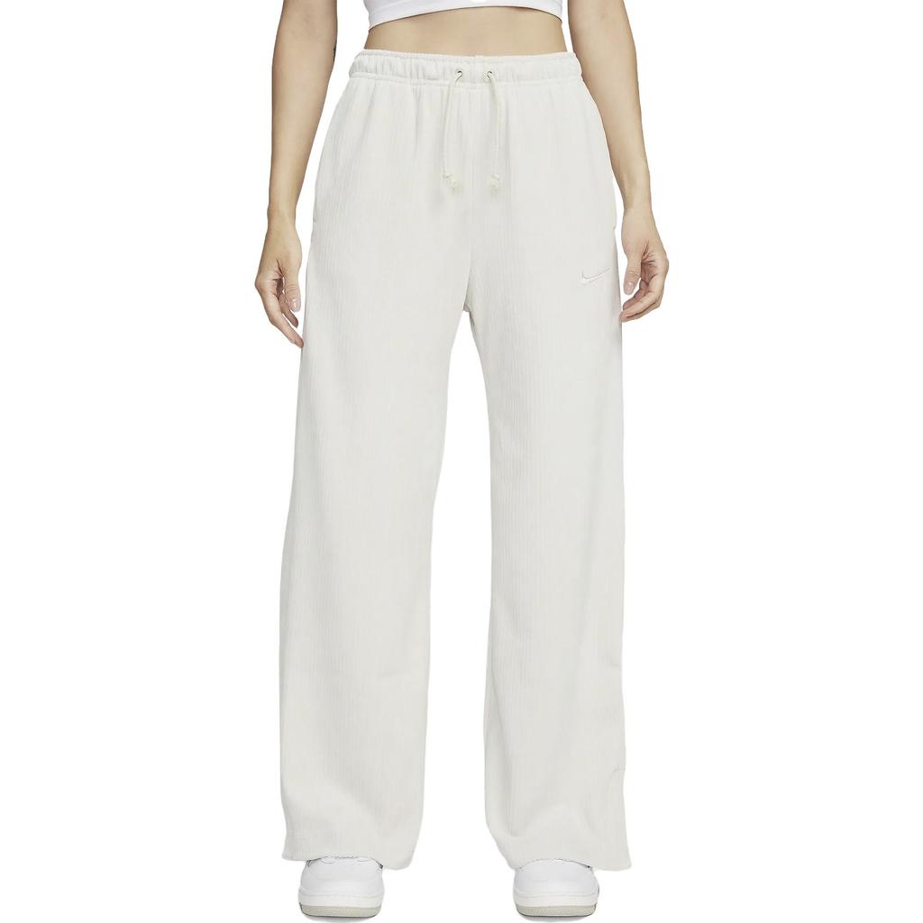 Nike Corduroy Wide-Leg Split Knit Sports Pants Women Bottoms White DQ5922-104