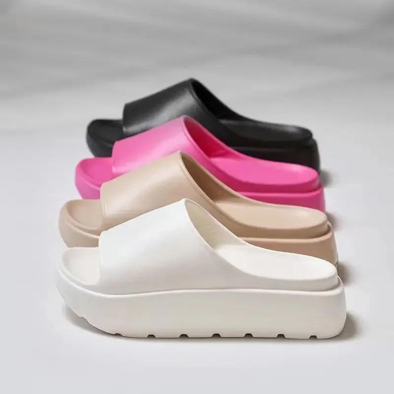 Fashion Summer Thick Sole Eva Beach Slippers Women Thick Platform Indoor Home Slides Woman Light Non Slip Bathroom Flip Flops Shoes 2024