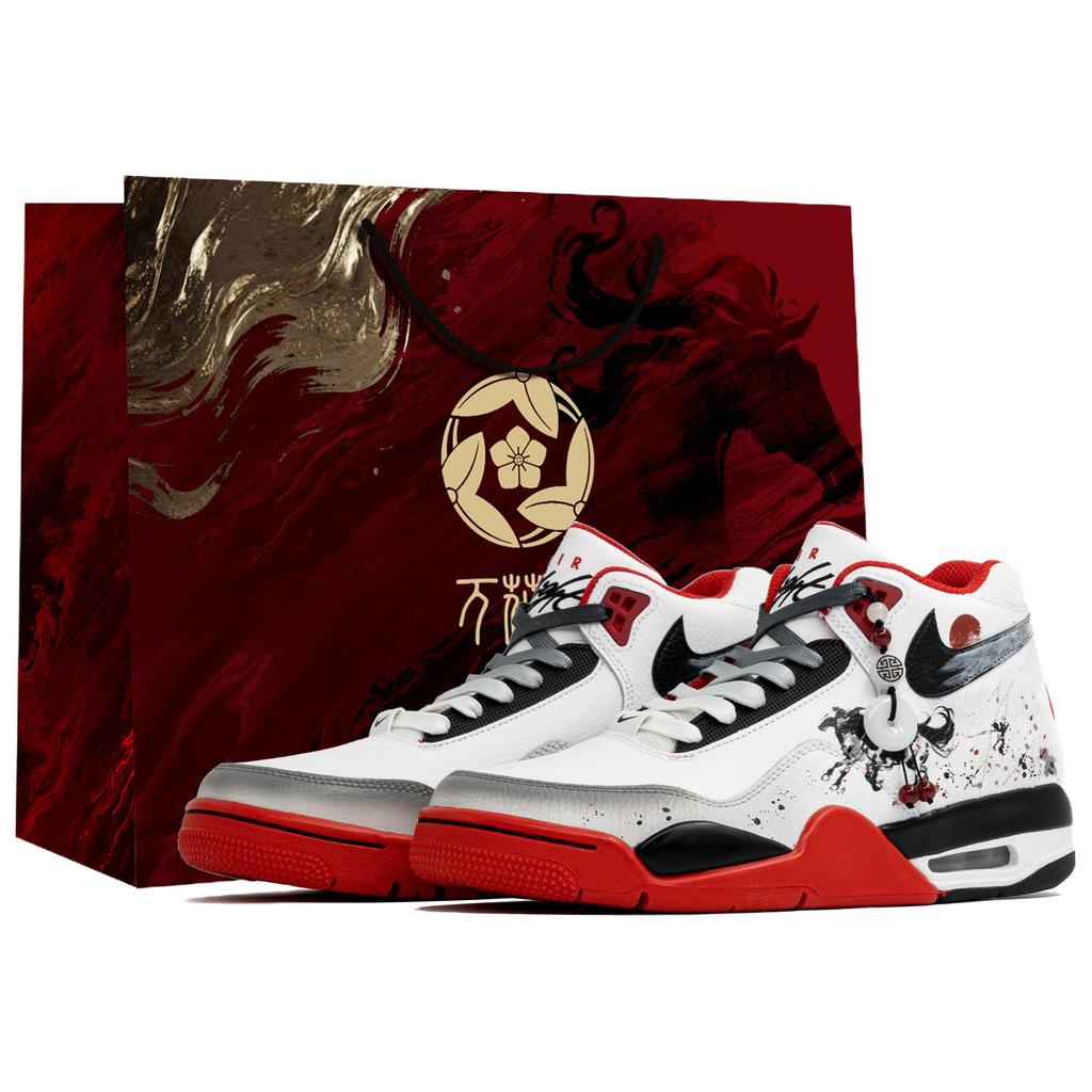 Nike Flight Legacy Kaleidoscope, Flowing, Shopping Bag Abrasion Resistant Mid top Vintage Basketball Shoes Unisex BQ4212-100(Team1023-S-BOX)