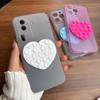 Heart Shape Suction Cup Phone Case for OPPO Reno11 Pro 5G Semi Transparent Matte Shockproof Soft TPU Cover