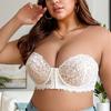 Europejski i Amerykański Biustonosz Koronkowy Sexy Bez Ramiączek Zapinany z Przodu na Guziki, Podtrzymujący Piersi, Przeciw opadaniu, Duży Rozmiar