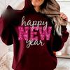 Happy Holidays New Year Sequins Glitter Instant Sublimation Download Digital Desigl Pink and Silver Winter Matching Hoodies