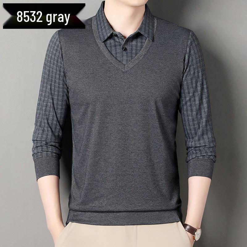 Men's Striped Autumn Cotton Polo - Long Sleeve, Turn-Down Collar, Breathable, Casual Business Shirt