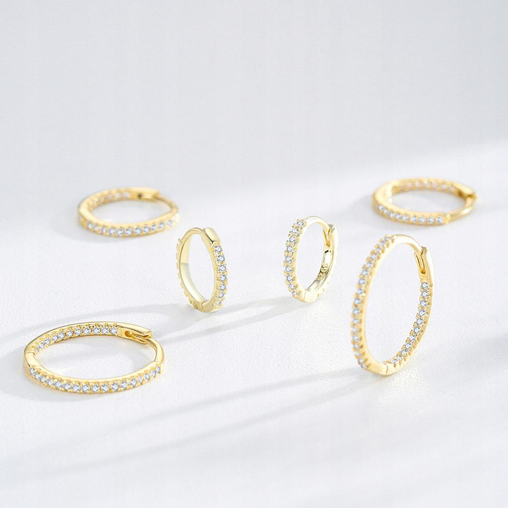 Fraise Earrings Hoops With Cubic Zirconia, S925, 14K Plated