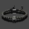 Luxury Royal Black Leopard Head Man Bracelet Stainless Steel Beads Hand Jewelry Big Boy Gift