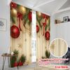 2pcs,2D Plane Printing Print Curtains Christmas Baubles Fir Branches Snowflakes (3) Polyester Woven (without Rod) Gifts Ldeal