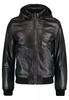 Original Leather Handmade Biker Motorcycle Stylish Black Men's Hoodie Jacket Genuine