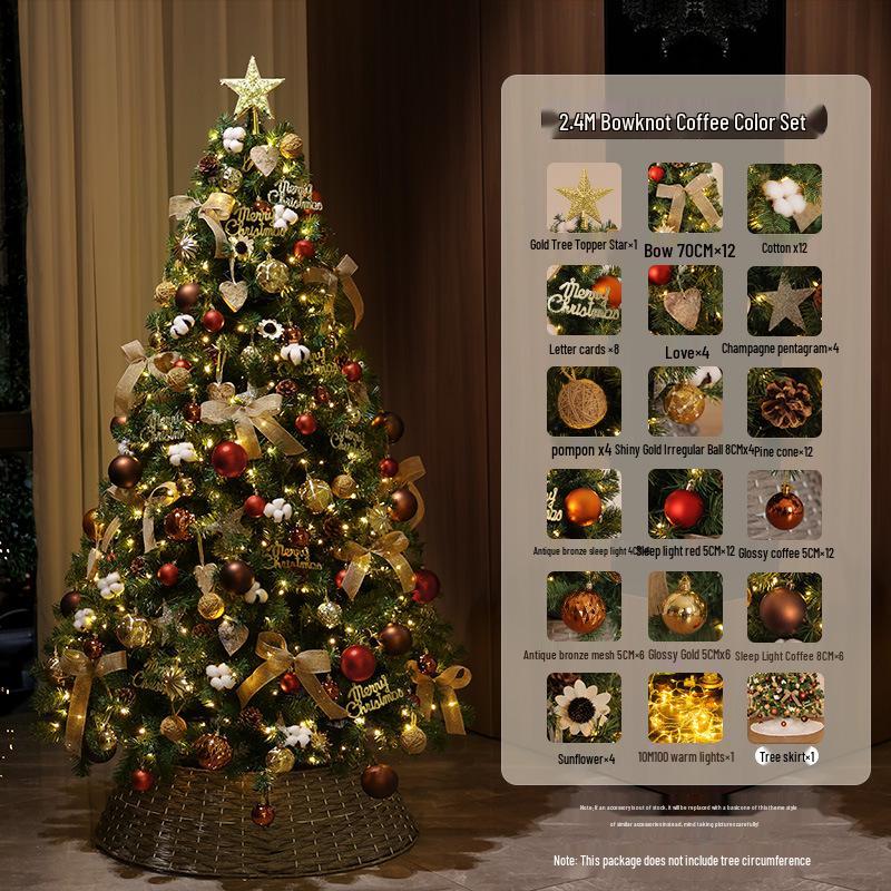 Large Encrypted Flickering Christmas Tree Ornament Set for Living Room Decor