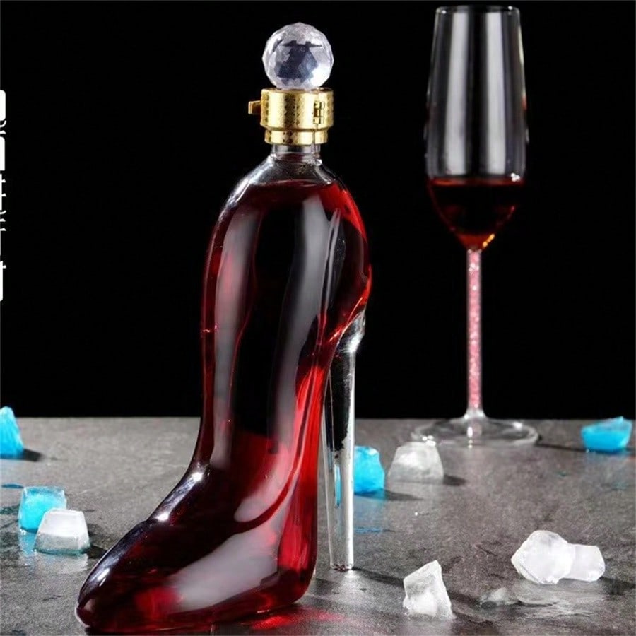 1pc 350/750ml Glass Wine Decanter, High Heel Shaped Wine/Whiskey Bottle, Glass Decanter, Alcohol Bottle, Whisky Container