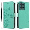 For Motorola Edge 50 5G PU Leather Cases Flower Pattern Wallet Stand Phone Cover with Strap