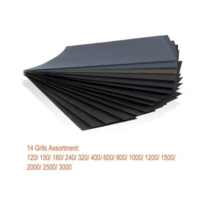 42pcs High-Quality Wet and Dry Sandpaper for Wood, Metal, and Automotive Polishing - 120 to 3000 Grit Waterproof Sanding Paper
