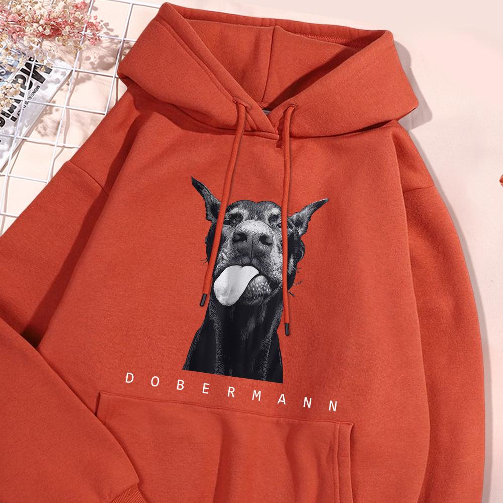 Dobermann Druck Mann Hoodie Vintage Warmer Hoodie Lässige Passform Kapuzenpullover Einfach Große Größe Sportbekleidung Damen