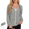 Womens Lightweight Waterproof Windproof Outdoor Jacket Full Zip Hooded Raincoat Casual Shell Coat with Adjustable Drawstrings
