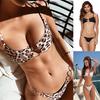 Damen Sexy Sommer Rückenfreier Tankini Badeanzug Zweiteiliger Bikini Badeanzug, Einfaches Badebekleidungs-Set mit Ring-Akzent