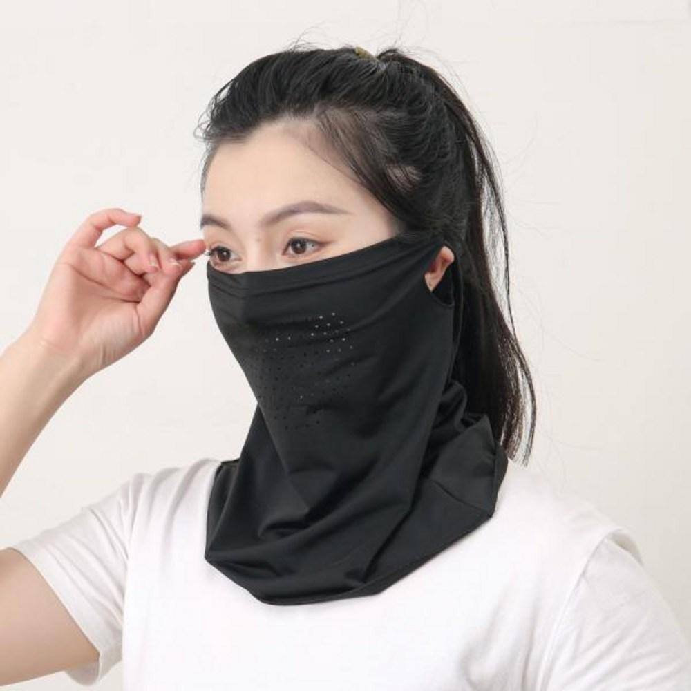 UV-Schutz Gesicht Gesichtsmaske Schal Seide UV Weich Outdoor Nackenwärmer Abdeckung Sport Lätzchen Atmungsaktiv, 2) Schwarz