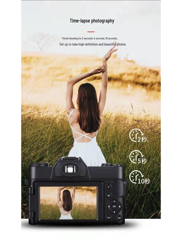 48MP 4K HD Retro Mirrorless SLR Camera with Wide Angle Lens - Perfect for Entry-Level Students and Videography