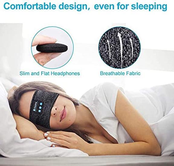 ePalZoneXP Wireless Bluetooth Headphones with Music Eye Stereo Earphones with Music for Side Soft Sleep Mask 5.0 Mask, Headphones, Headband, Sleeping,