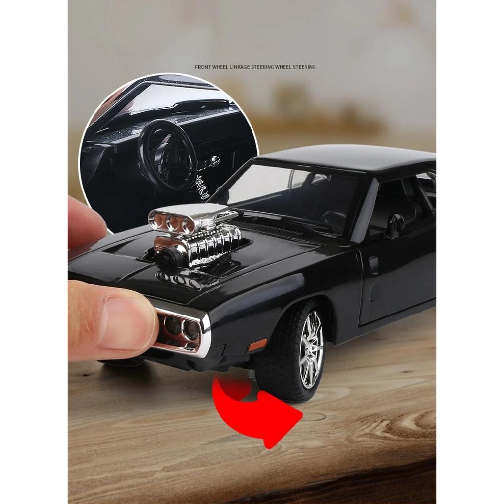 1/24 Dodge Charger 1970 Mașinuță din Aliaj Diecasts & Vehicule Jucărie Model Mașină Sunet și Lumină Jucării Mașinuțe pentru Copii Cadouri