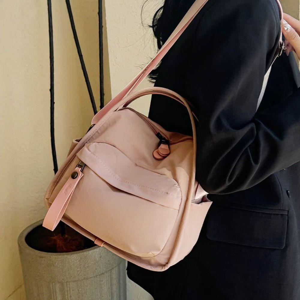 Waterproof Women Crossbody Bag Large Capacity Solid Color Single Shoulder Bag Hand-held Lightweight Commuting Bag Travel