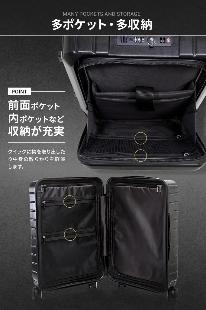 Carry Carry Front Can Hold Zoll TSA S 35L [Evoon] Koffer, Tasche, Koffer, Handgepäck, offen, 15,6 PC, Schloss, Größe, (Schwarz)