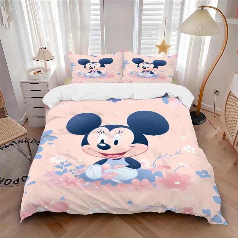 

3pcs set Mickey Mouse, Flowers, Pastel print bedding quilt cover, soft and comfortable quilt cover suitable for bedroom and guest room06 135x200cm