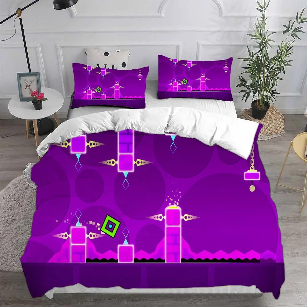 Comforter Geometry Dash Bedding Sets Comforter Quilt Bed Pillow Case 2-3 Pieces Sets Kids Adult Size